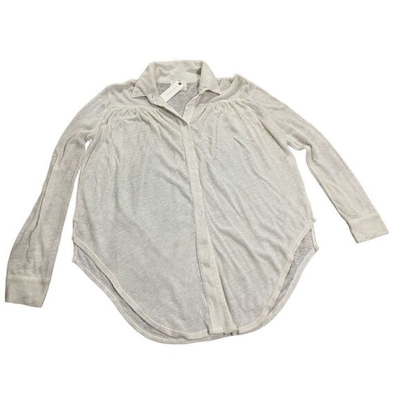 Anthropologie t.la sheer ivory long sleeve collar blouse size small NWT - Picture 1 of 9